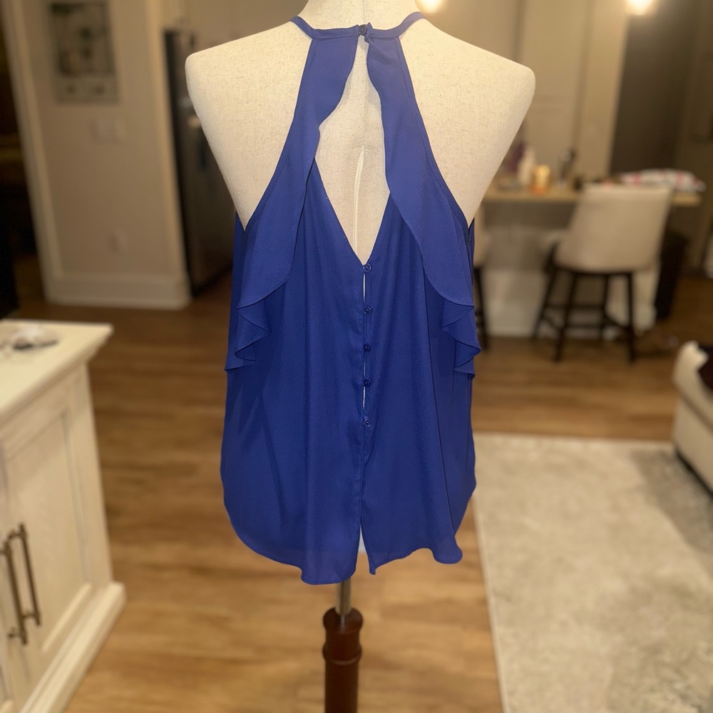 Lush Royal Blue Halter Blouse - Picture 3 of 5